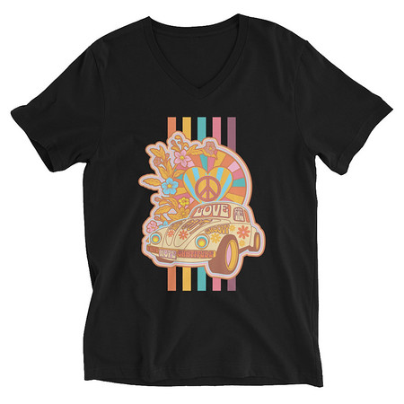 [ID: 223-G10] 60s flower power Unisex V-Neck Tee