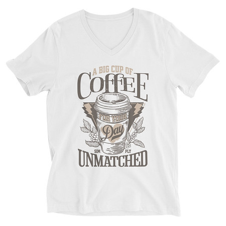 [ID: 223-G15] A Big Cup of Coffee Unisex V-Neck Tee