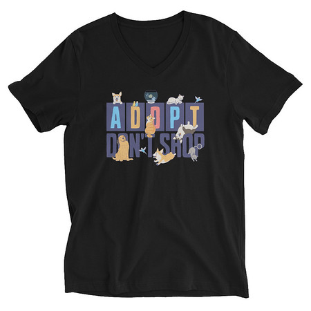 [ID: 223-G23] Adopt a Pet - Cute Animal Unisex V-Neck Tee