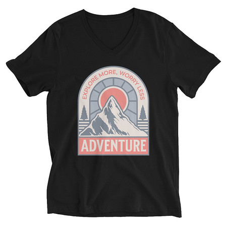 [ID: 223-G25] Adventure - Mountain Climbing Unisex V-Neck Tee