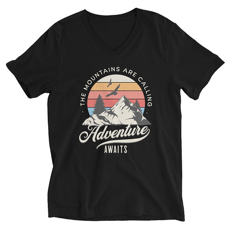 [ID: 223-G27] Adventure Await - Wilderness Camping Unisex V-Neck Tee