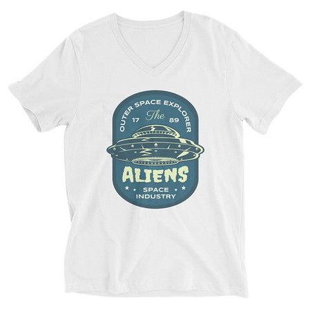 [ID: 223-G40] Aliens Outer Space Explorer - UFO Unisex V-Neck Tee