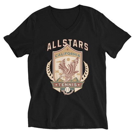 [ID: 223-G46] All Stars Tennis - Eagle Badge Unisex V-Neck Tee