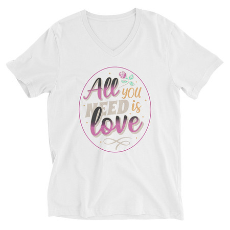 [ID: 223-G51] All you Need is Love - Valentines Day Unisex V-Neck Tee