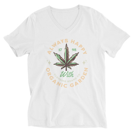 [ID: 223-G55] Always Happy - Cannabis Unisex V-Neck Tee