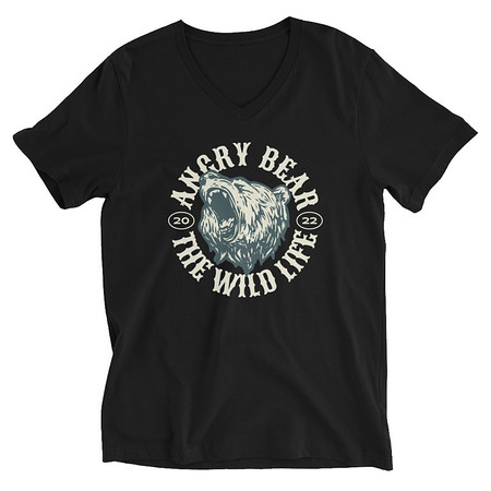 [ID: 223-G83] Angry Bear - Wild Life Animal Unisex V-Neck Tee