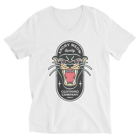 [ID: 223-G84] Angry Meow Clothing Company - Panther Unisex V-Neck Tee
