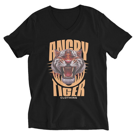 [ID: 223-G85] Angry Tiger - AI Unisex V-Neck Tee