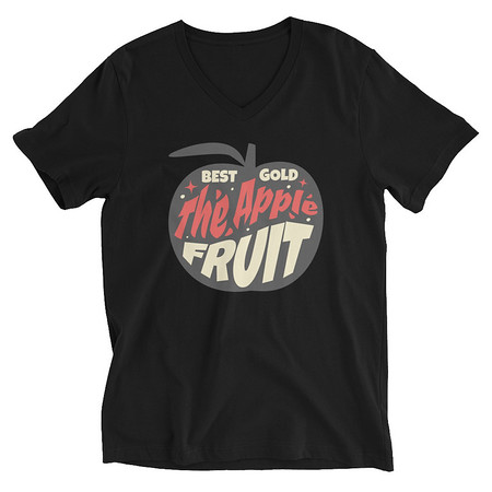 [ID: 223-G97] Apple Fruit - Typographic Lettering Unisex V-Neck Tee
