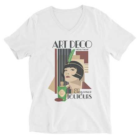 [ID: 223-G102] Art Deco Elegance Toujours Unisex V-Neck Tee