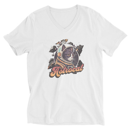 [ID: 223-G108] Astrocat - Retro graphic Unisex V-Neck Tee