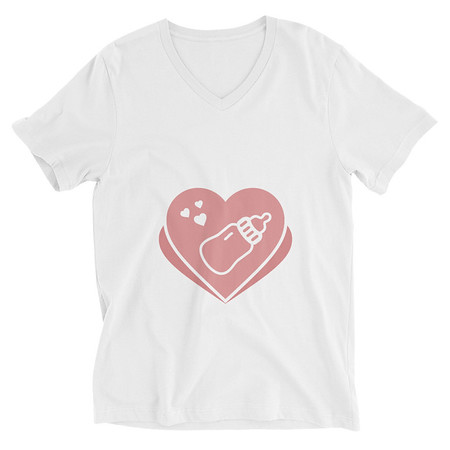 [ID: 223-G121] Baby Announcement - Feeding Bottle Unisex V-Neck Tee