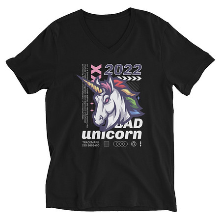 [ID: 223-G128] Bad Unicorn - Horse Unisex V-Neck Tee