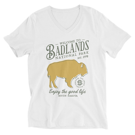[ID: 223-G131] Badlands National Park - Bison Unisex V-Neck Tee