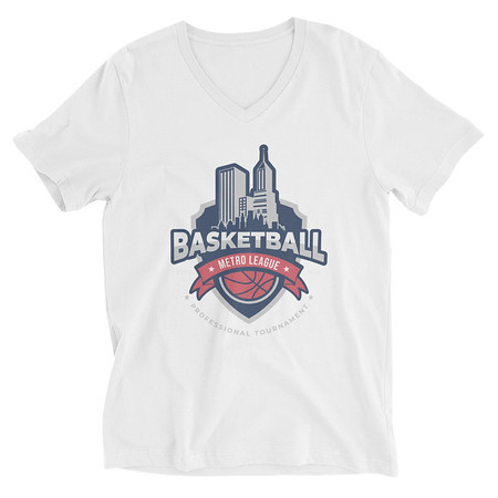 [ID: 223-G149] Basketball Sports Logo Unisex V-Neck Tee