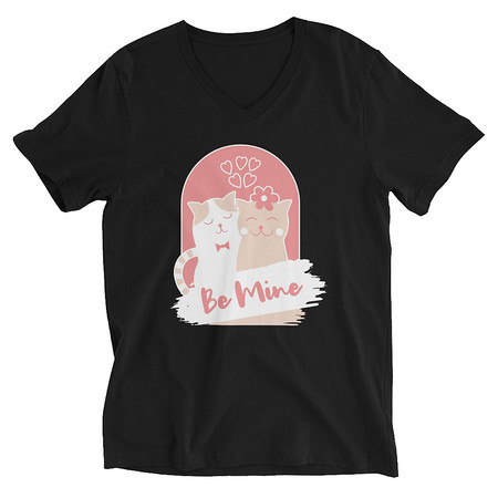 [ID: 223-G157] Be Mine - Cute Cat Couple Unisex V-Neck Tee