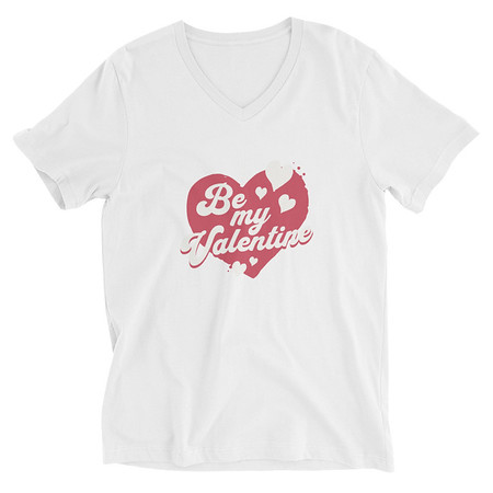 [ID: 223-G158] Be my Valentine - Love Heart Unisex V-Neck Tee