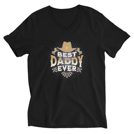[ID: 223-G186] Best Daddy Ever - Cowboy Hat Unisex V-Neck Tee