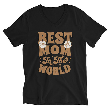 [ID: 223-G189] Best Mom in the World - Flowers Unisex V-Neck Tee