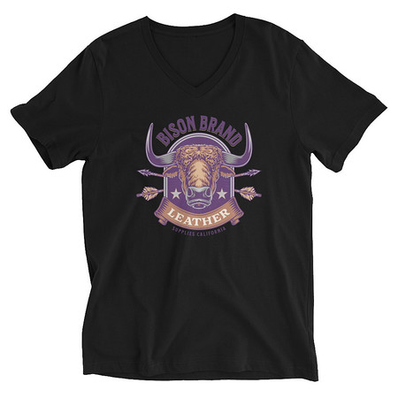 [ID: 223-G211] Bison Brand Leather - Animal Unisex V-Neck Tee