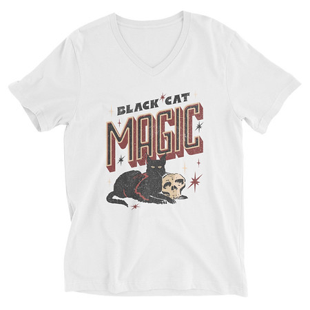 [ID: 223-G214] Black Cat Magic Unisex V-Neck Tee