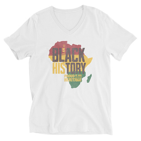 [ID: 223-G217] Black History - Heritage Map Unisex V-Neck Tee