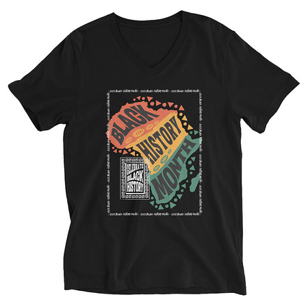 [ID: 223-G222] Black History Month - Tribal History Unisex V-Neck Tee