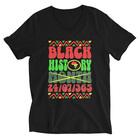 [ID: 223-G223] Black History Month Unisex V-Neck Tee