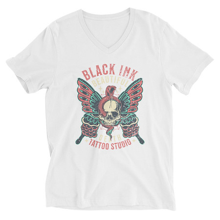 [ID: 223-G225] BLACK INK TATTOO Unisex V-Neck Tee