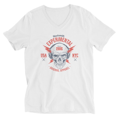 [ID: 223-G231] Blacksmith Experimental - Rock Skull Unisex V-Neck Tee