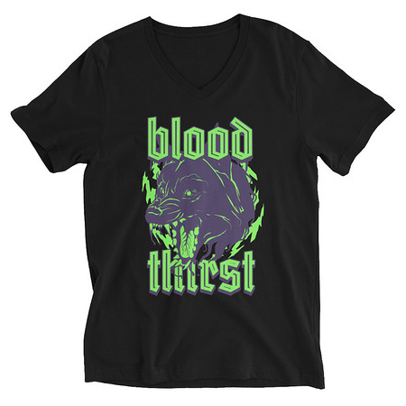 [ID: 223-G238] Blood Thirst - Neon Dog Unisex V-Neck Tee