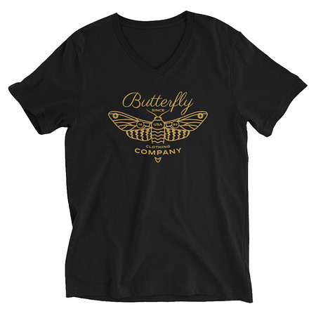 [ID: 223-G240] Blue Butterfly - Minimal Unisex V-Neck Tee