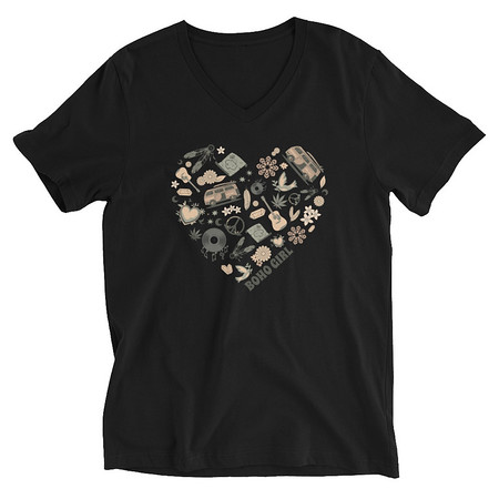 [ID: 223-G248] Boho Girl Poster Unisex V-Neck Tee