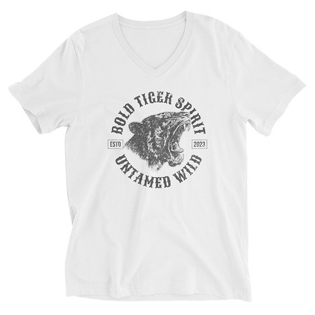 [ID: 223-G249] Bold Tiger Spirit Unisex V-Neck Tee