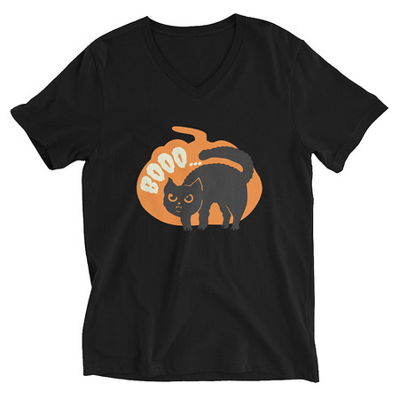[ID: 223-G251] Boo - Scay Cute Cat Unisex V-Neck Tee