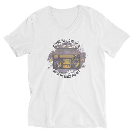 [ID: 223-G253] Boombox Music Player - Retro Unisex V-Neck Tee