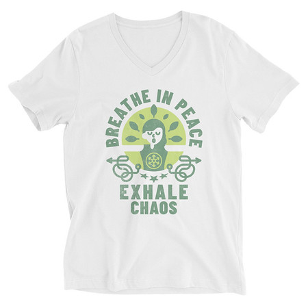 [ID: 223-G284] Breathe in peace, exhale chaos Unisex V-Neck Tee