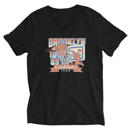 [ID: 223-G290] Brooklyn Basketball Team - Athletic Sports Unisex V-Neck Tee