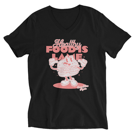 [ID: 223-G296] Burger Mascot Unisex V-Neck Tee