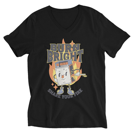 [ID: 223-G297] Burn Bright Unisex V-Neck Tee