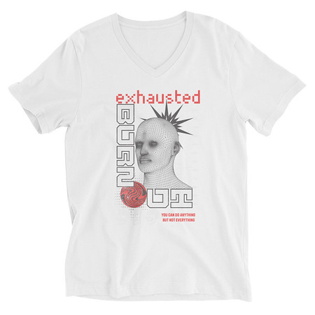 [ID: 223-G298] Burn Out - Futuristic 3D Head Unisex V-Neck Tee