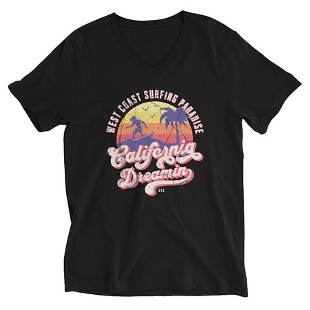 [ID: 223-G316] California Dreamin - Beach & Surf Unisex V-Neck Tee