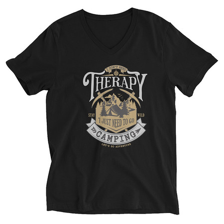 [ID: 223-G325] Camping Emblem Unisex V-Neck Tee