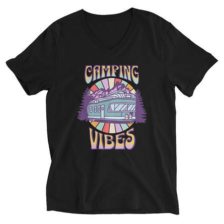 [ID: 223-G327] Camping Vibes Unisex V-Neck Tee