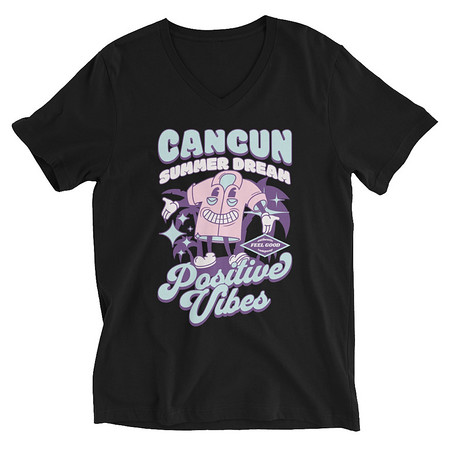[ID: 223-G330] Cancun Positive Vibes Unisex V-Neck Tee