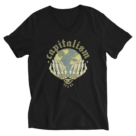 [ID: 223-G333] Capitalism - Earth Unisex V-Neck Tee