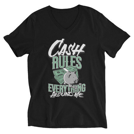 [ID: 223-G336] Cash Rules Unisex V-Neck Tee