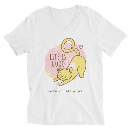 [ID: 223-G338] Cat Life - Humor Unisex V-Neck Tee
