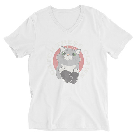 [ID: 223-G344] Catch These Claws - Cute Cat Unisex V-Neck Tee