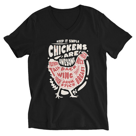 [ID: 223-G365] Chickens Are Awesome - Butcher Cuts Unisex V-Neck Tee